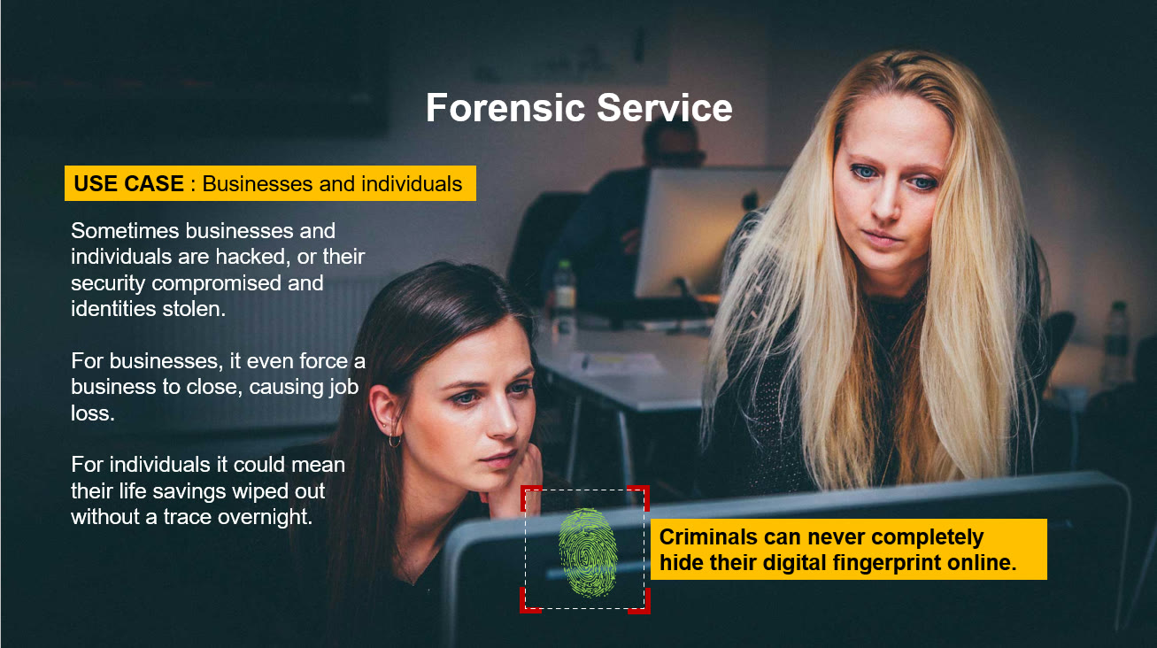 Forensic Service: businesses and individuals are hacked, their security compromised and identities stolen. Criminals can never completely hide their digital fingerprint online.